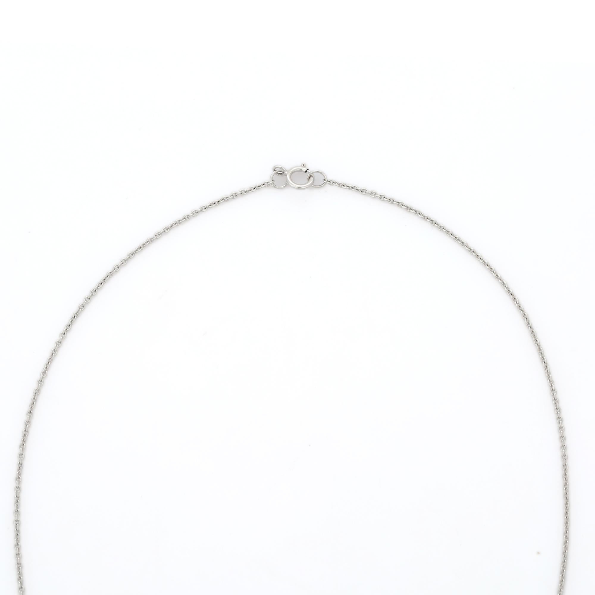 Collier pendentif moderne à barre de diamants en or blanc massif 14 carats avec chaîne Neuf - En vente à Houston, TX