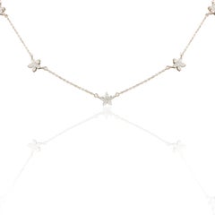 14k Solid White Gold Star Diamond Chain Necklace Gift For Her
