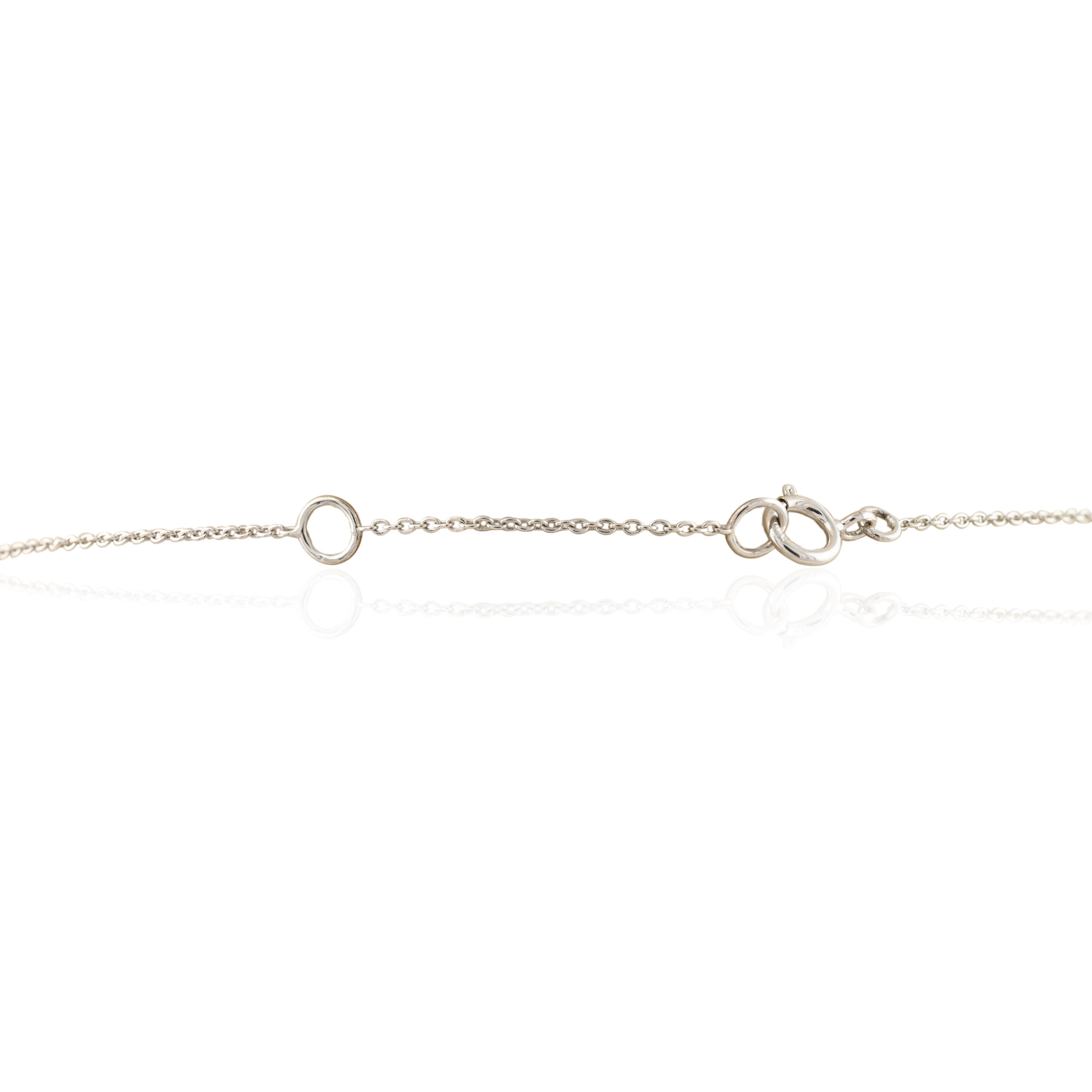14k Solid White Gold Star Diamond Chain Necklace Gift For Her Neuf - En vente à Houston, TX