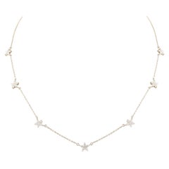 14k Massiv-Weißgold Stern-Diamant-Halskette Halskette Geschenk für sie