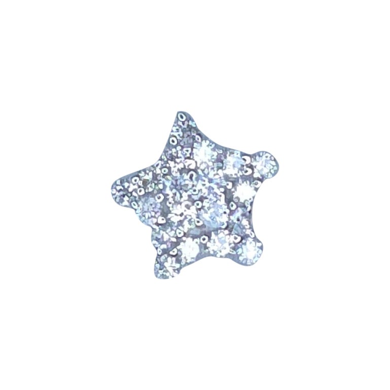 14K Solid white Gold star Diamond Pendant invisible loop For Sale