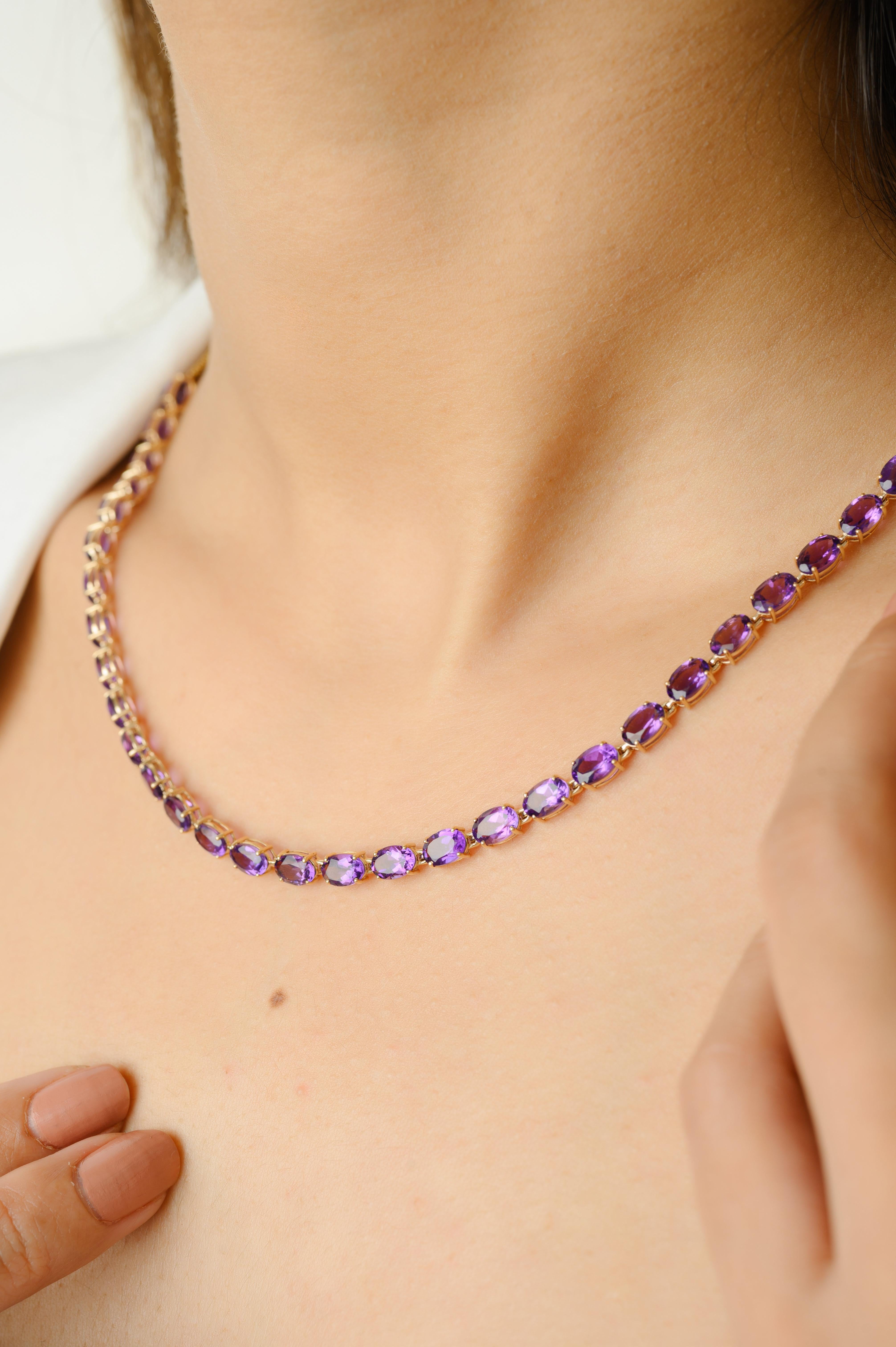14k massives Gelbgold 15,15 Karat Amethyst-Ohrringe und Halskette Schmuck-Set Damen im Angebot