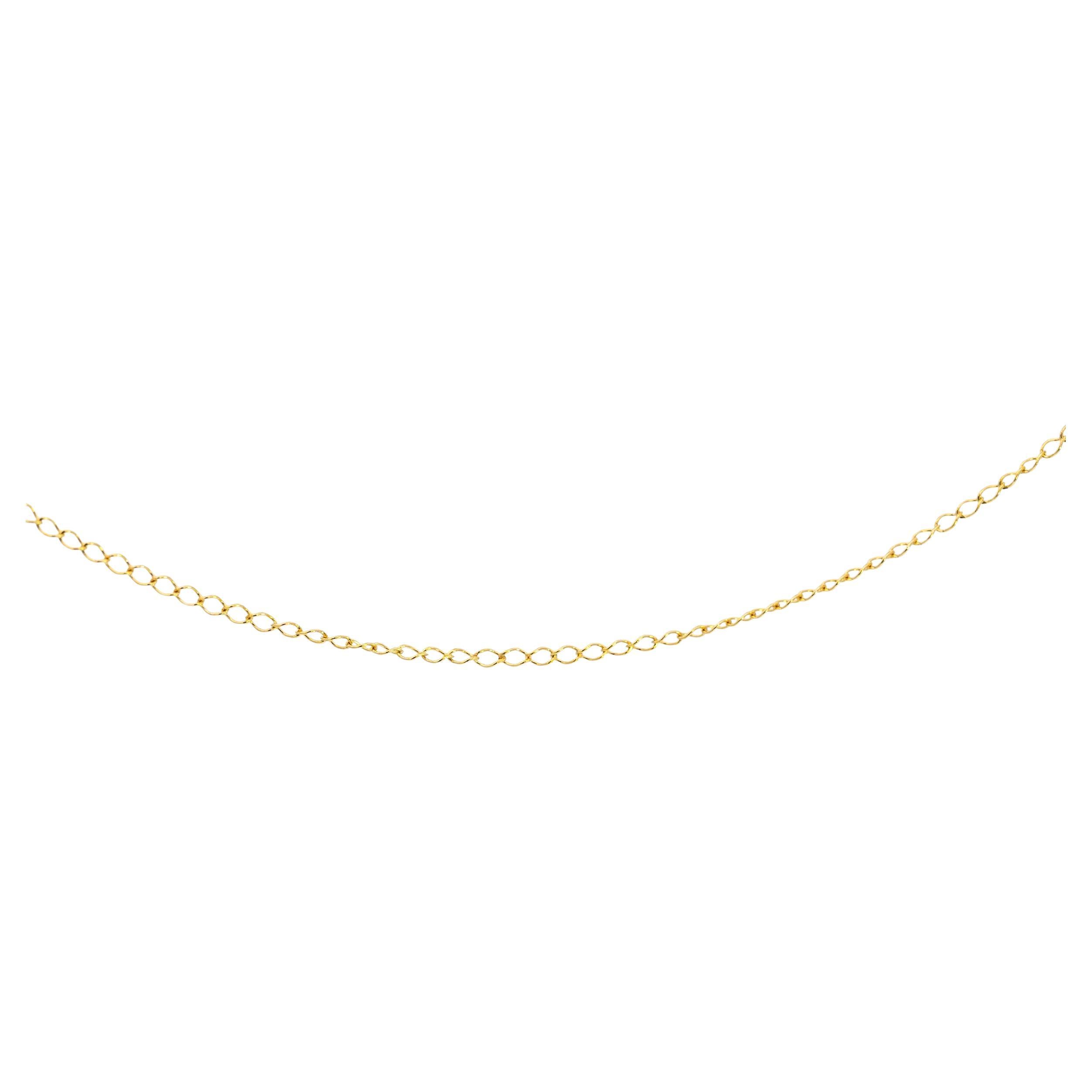 14k Solid Yellow Gold 1mm Ultrathin 15 Inch Cable Chain Choker Necklace For Sale