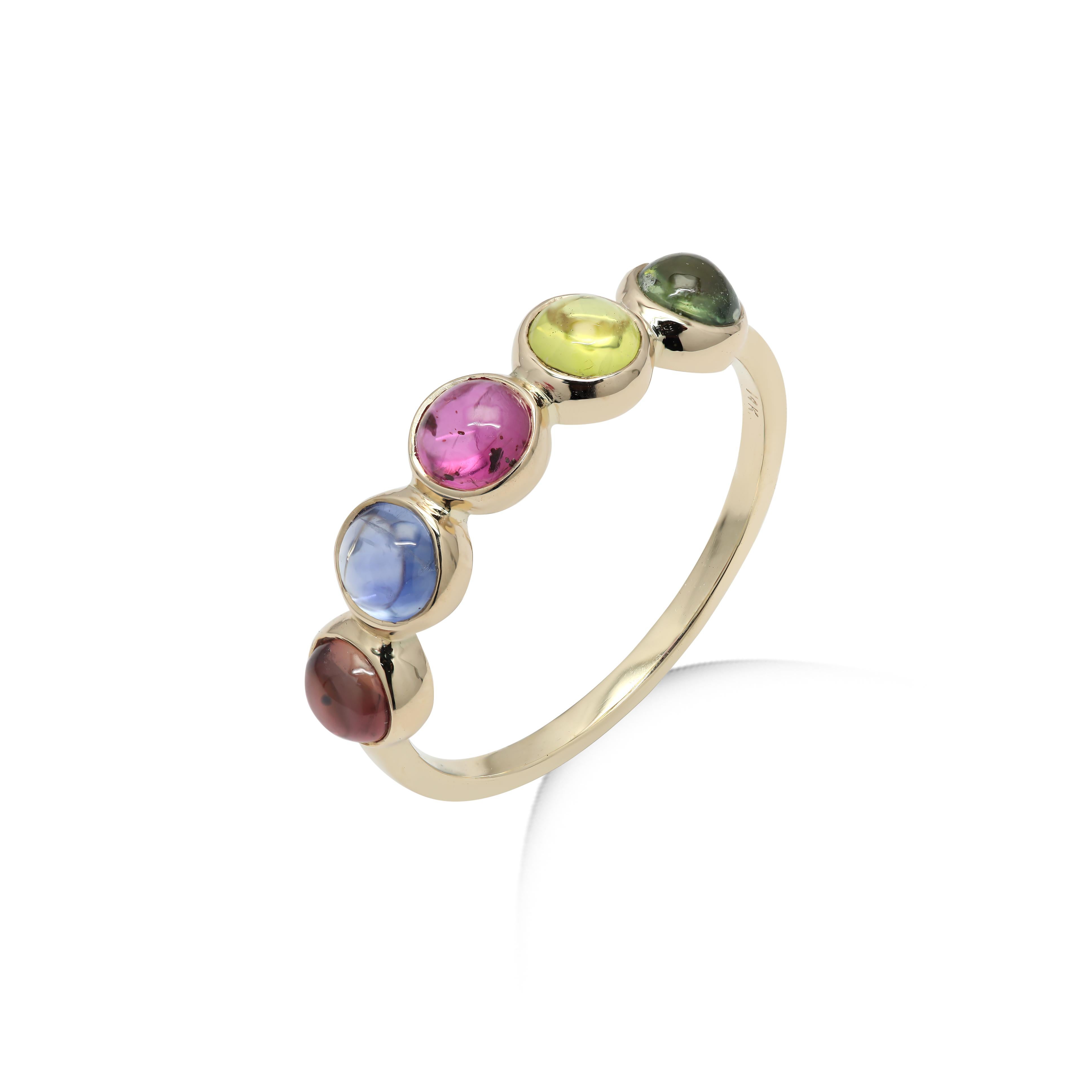 For Sale:  14K Solid Yellow Gold 2.03 Ct Multi Sapphire Half Eternity Stackable Band Ring 4