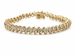 14k Solid Yellow Gold 2.60ctw Diamond S Link Swivel Line Tennis Bracelet