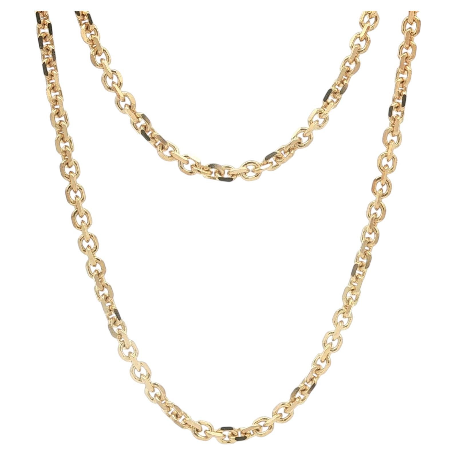 Collar de oro amarillo macizo de 14k, de 30" de largo, con eslabones tipo cable biselados de 3,2 mm en venta