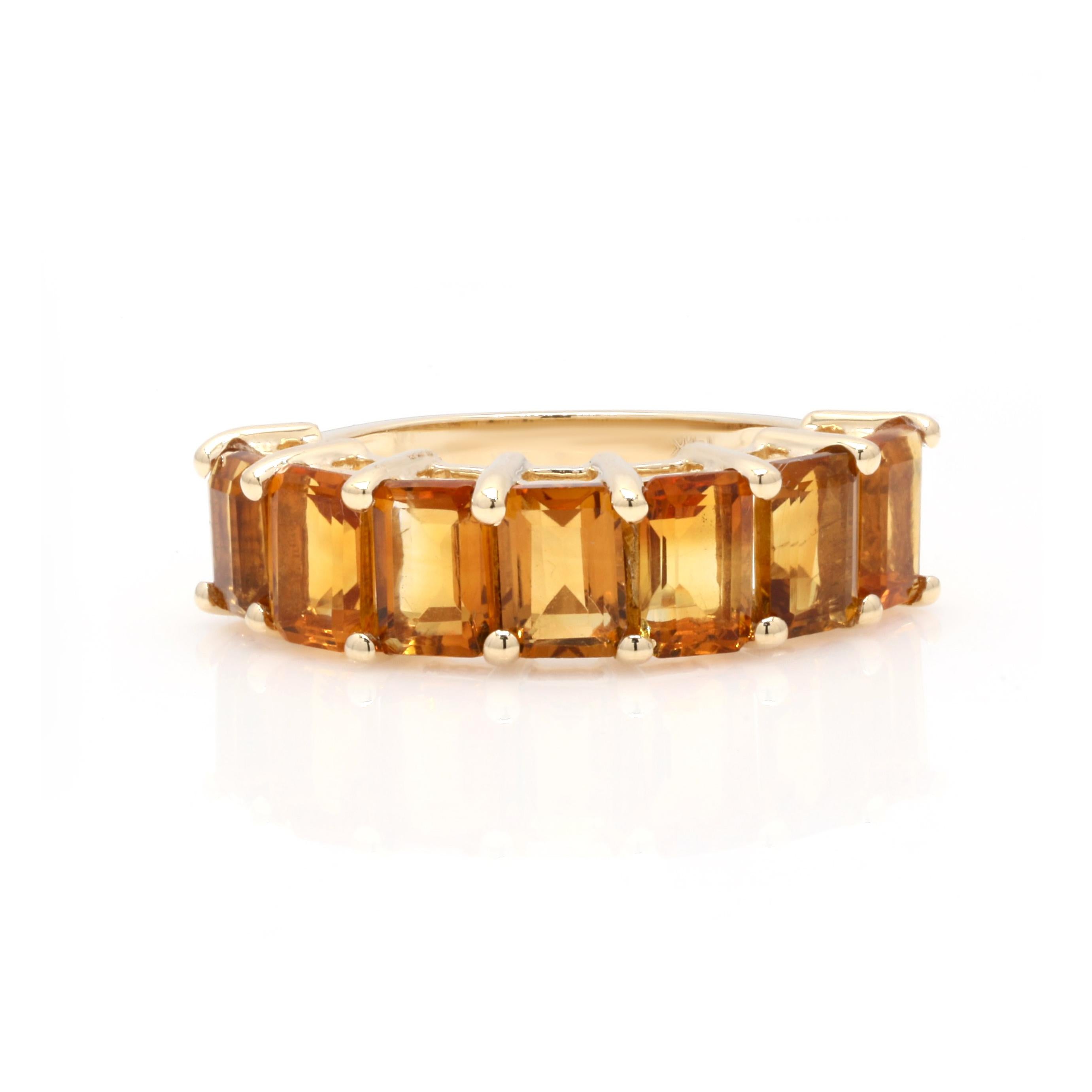 For Sale:  14K Solid Yellow Gold 3.83 Ct Citrine Gemstone Half Eternity Band Ring 4