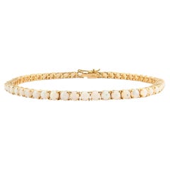 Bracelet tennis en or jaune massif 14 carats avec opale de 4,1 carats