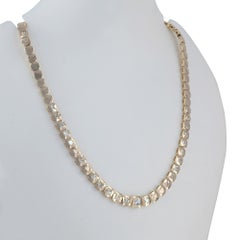 14K Solid Yellow Gold 6.86 CT Natural Asscher Diamond Bezel Tennis Necklace