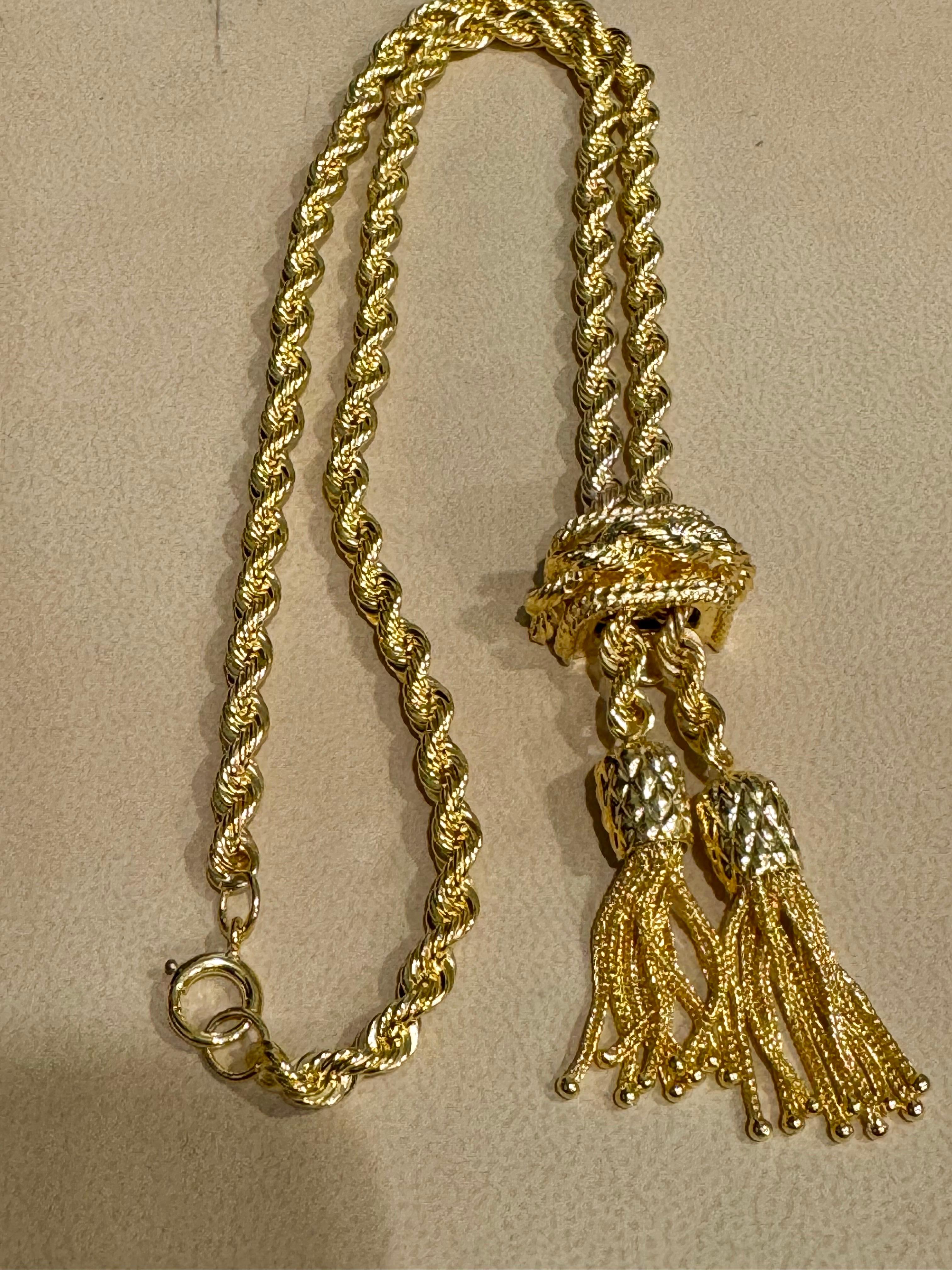 Collana a Y in oro giallo massiccio 14k, regolabile, con cordoncino e fermaglio, 53G in vendita 12