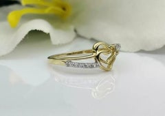 Diamond Heart Love Couple Ring in 14k Solid Gold