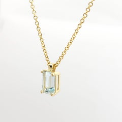 14k Solid Gelbgold Aquamarin natürlichen Edelstein Pandent und Halskette