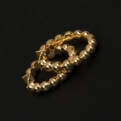 14K Solid Yellow Gold Ball Bead Statement Hoop Earrings Anniversary Gift for Her
