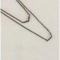 14K Solid Yellow Gold & Black Rhodium Gold Diamond Double Layered Chain Necklace