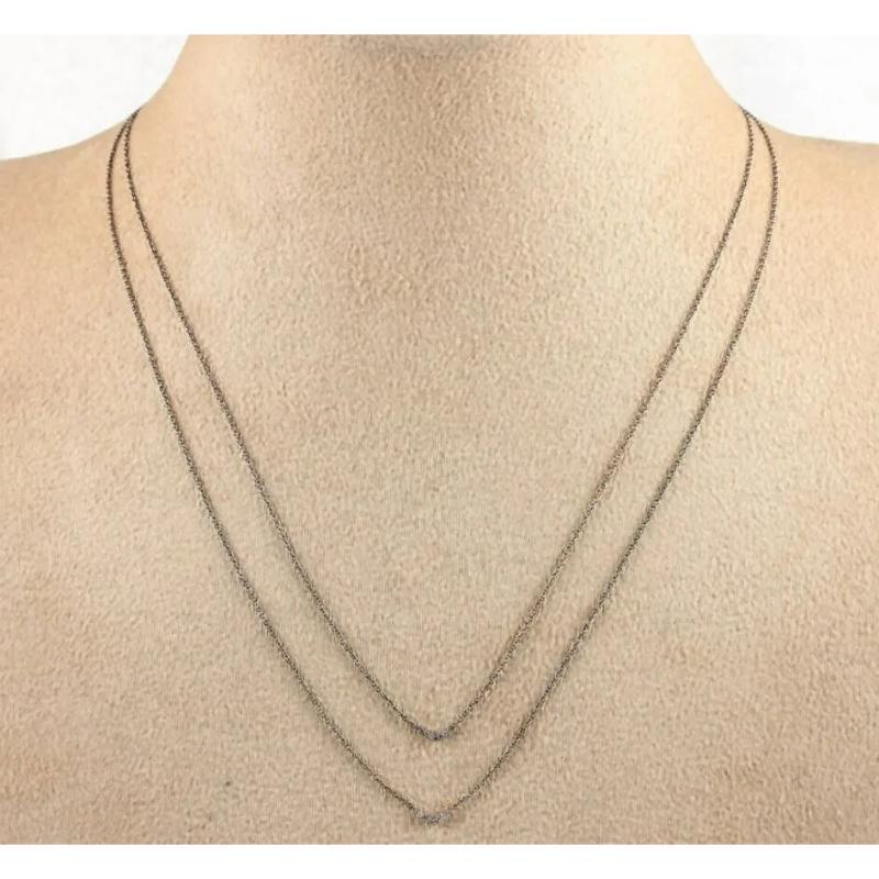 14K massives Gelbgold & schwarzes Rhodiumgold Diamant-Halskette, doppellagige Kette im Zustand „Neu“ im Angebot in Chicago, IL