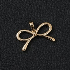 14K Solid Yellow Gold Bow Pendant Gift for Her Wedding Anniversary Jewelry