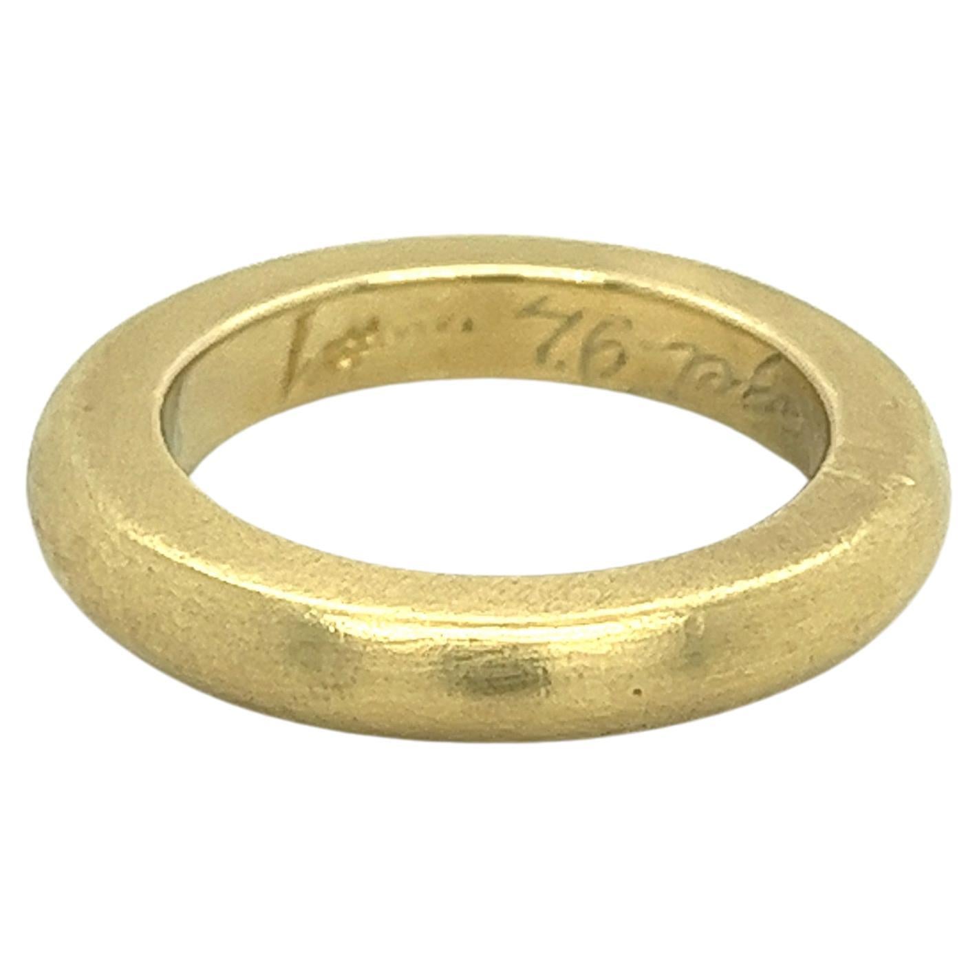 14k Solid Yellow Gold Brushed Finish Rounded Thick Gold Band Ring