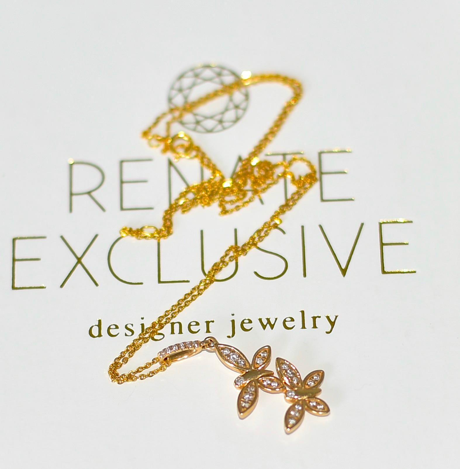 Moderne Collier papillon en or jaune massif 14K en vente