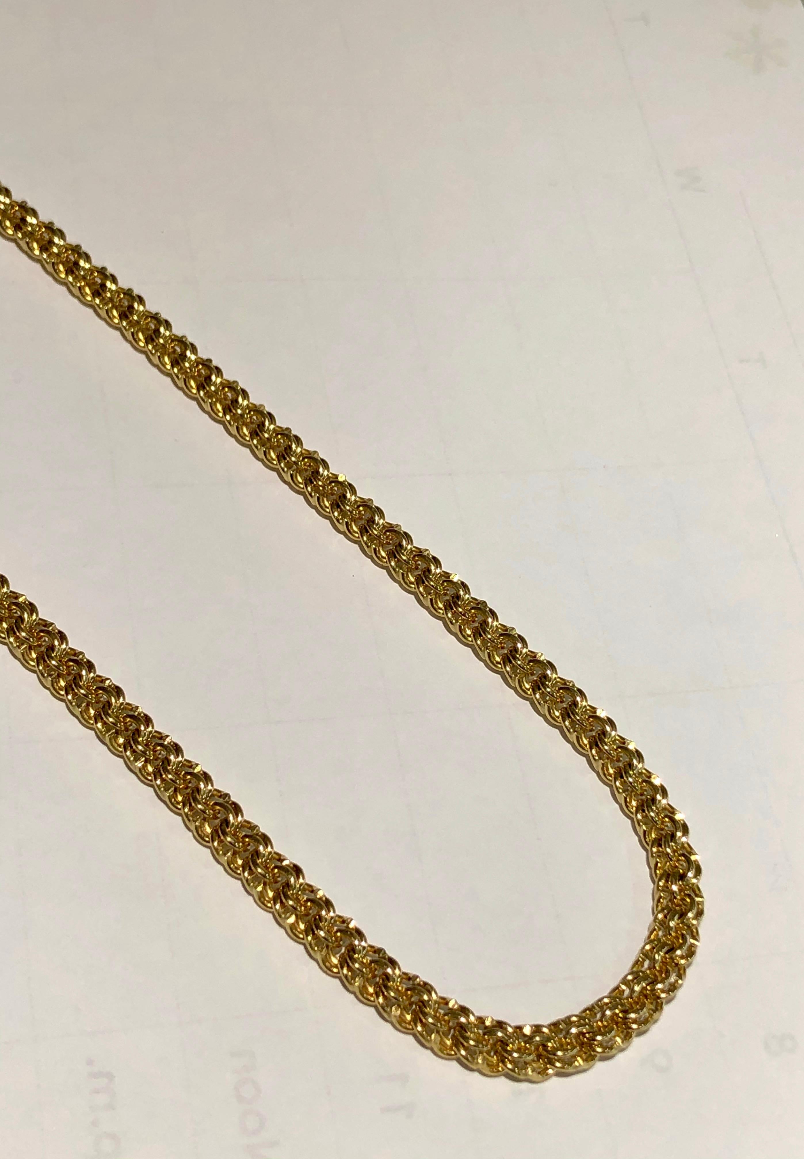 Chaîne collier en or jaune massif 18 carats faite à la main, pour hommes et femmes Unisexe en vente