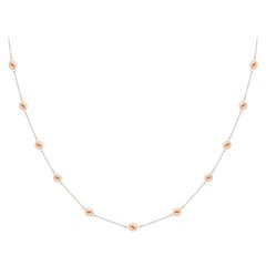 14k Solid Yellow Gold Chain Round Bead Ball Station Necklace