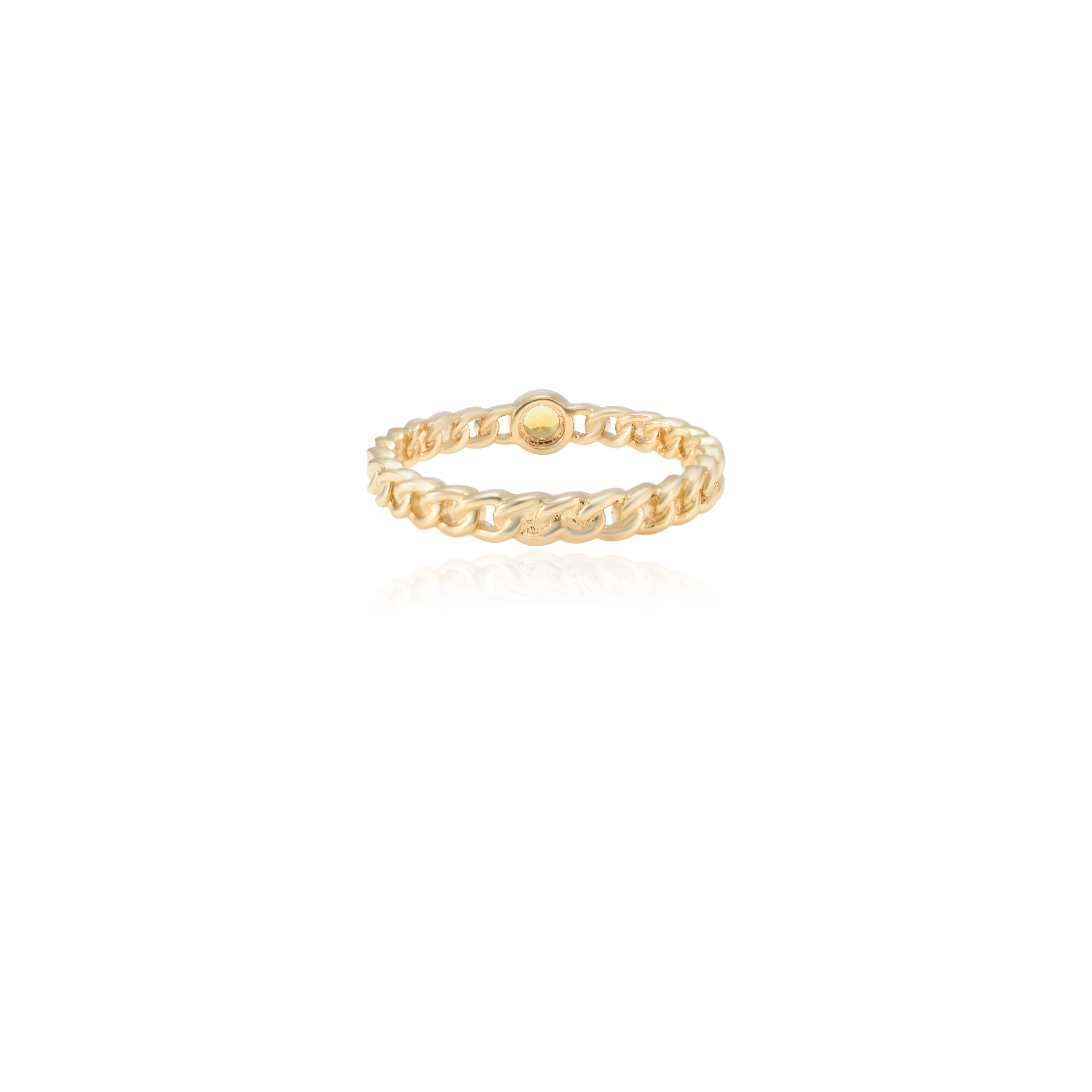 For Sale:  14k Solid Yellow Gold Dainty Round Cut Citrine Gemstone Stackable Ring 2