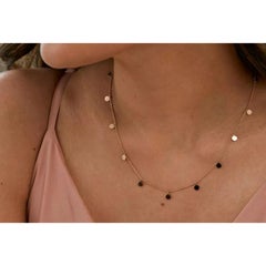 14k Solid Yellow Gold Dangling Gold Disc Necklace