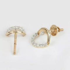 14K Solid Yellow Gold Dangling Stud Earrings Fine Jewelry