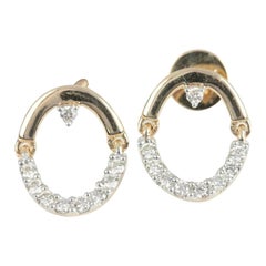 14K Solid Yellow Gold Dangling Stud Earrings Fine Jewelry