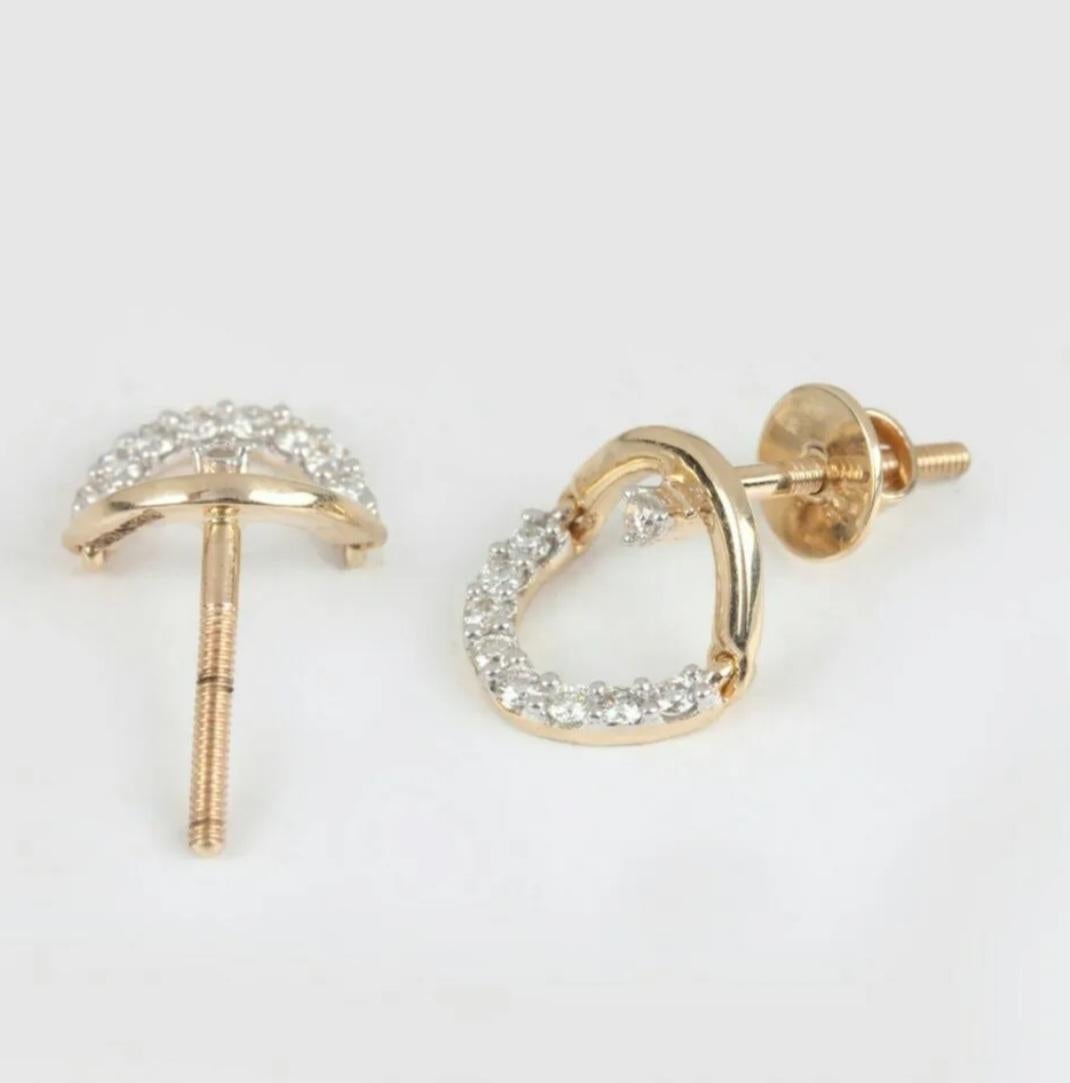 14K Solid Yellow Gold Dangling Stud Earrings Fine Jewelry Wedding Gift For Women For Sale 6