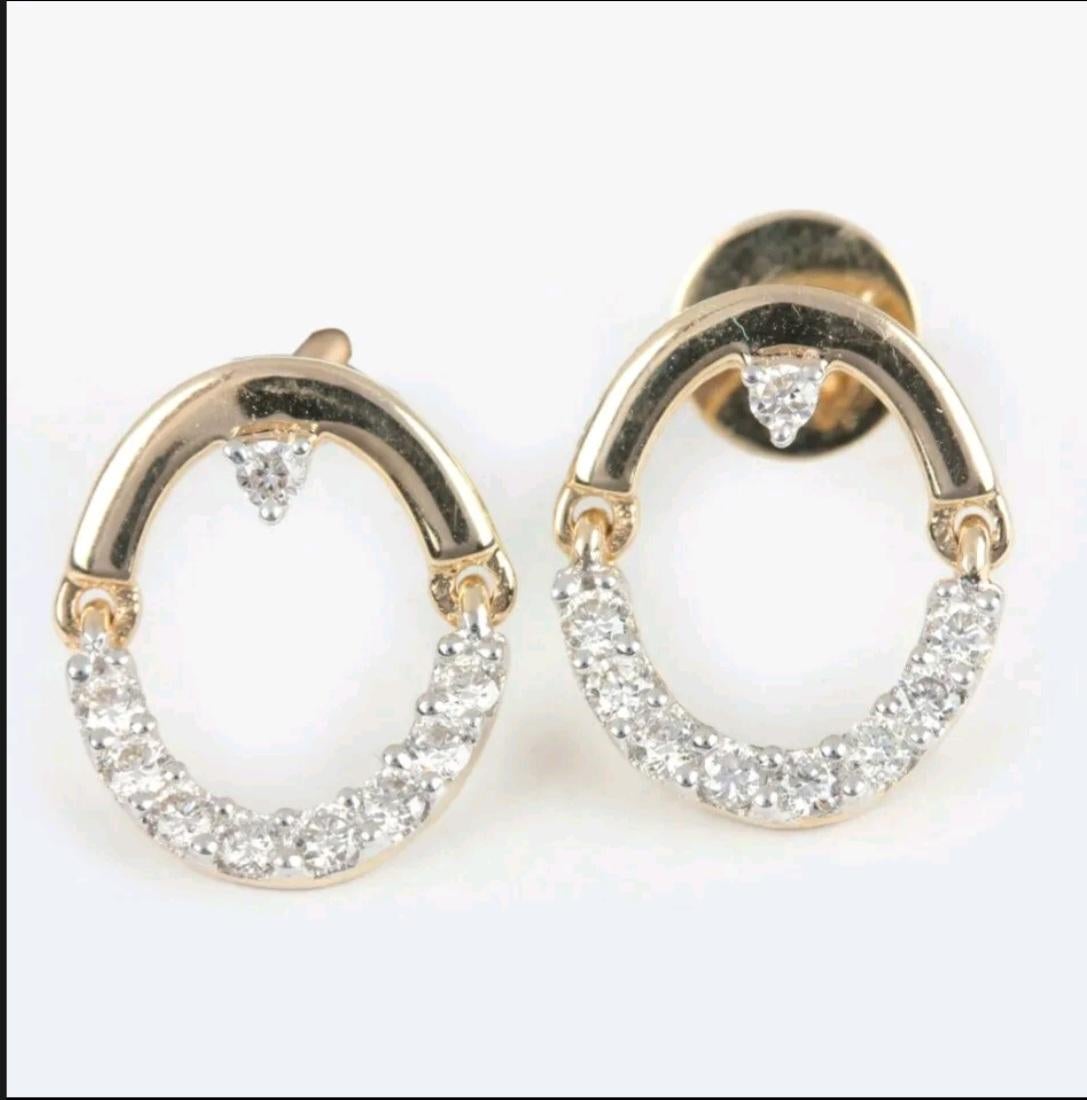 14K Solid Yellow Gold Dangling Stud Earrings Fine Jewelry Wedding Gift For Women For Sale 7