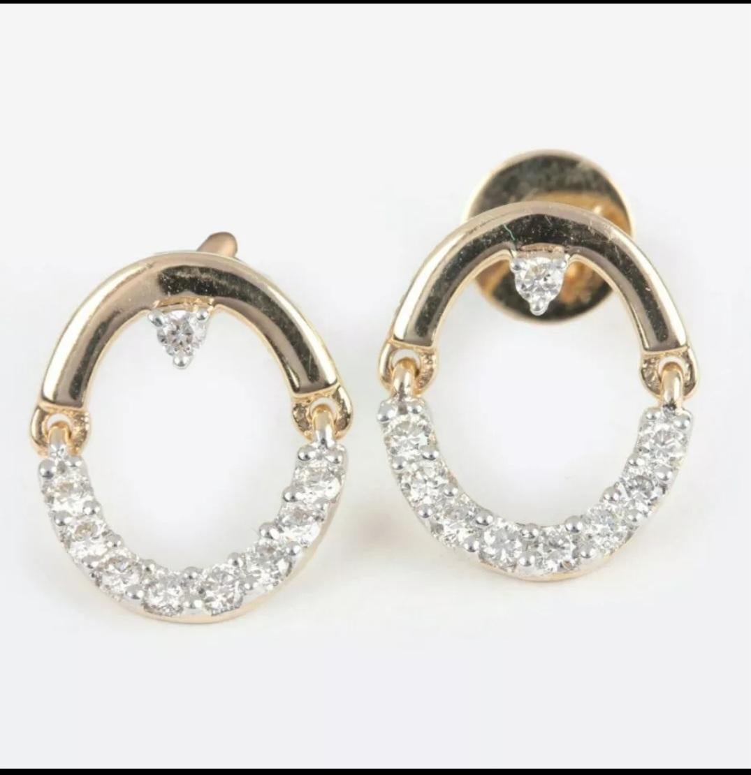 Art Deco 14K Solid Yellow Gold Dangling Stud Earrings Fine Jewelry Wedding Gift For Women For Sale