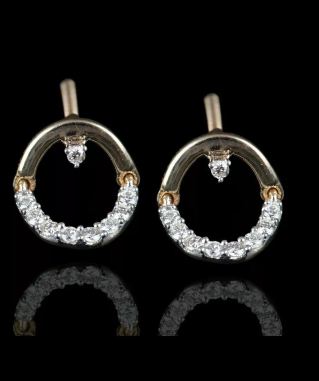 14K Solid Yellow Gold Dangling Stud Earrings Fine Jewelry Wedding Gift For Women In New Condition For Sale In Chicago, IL