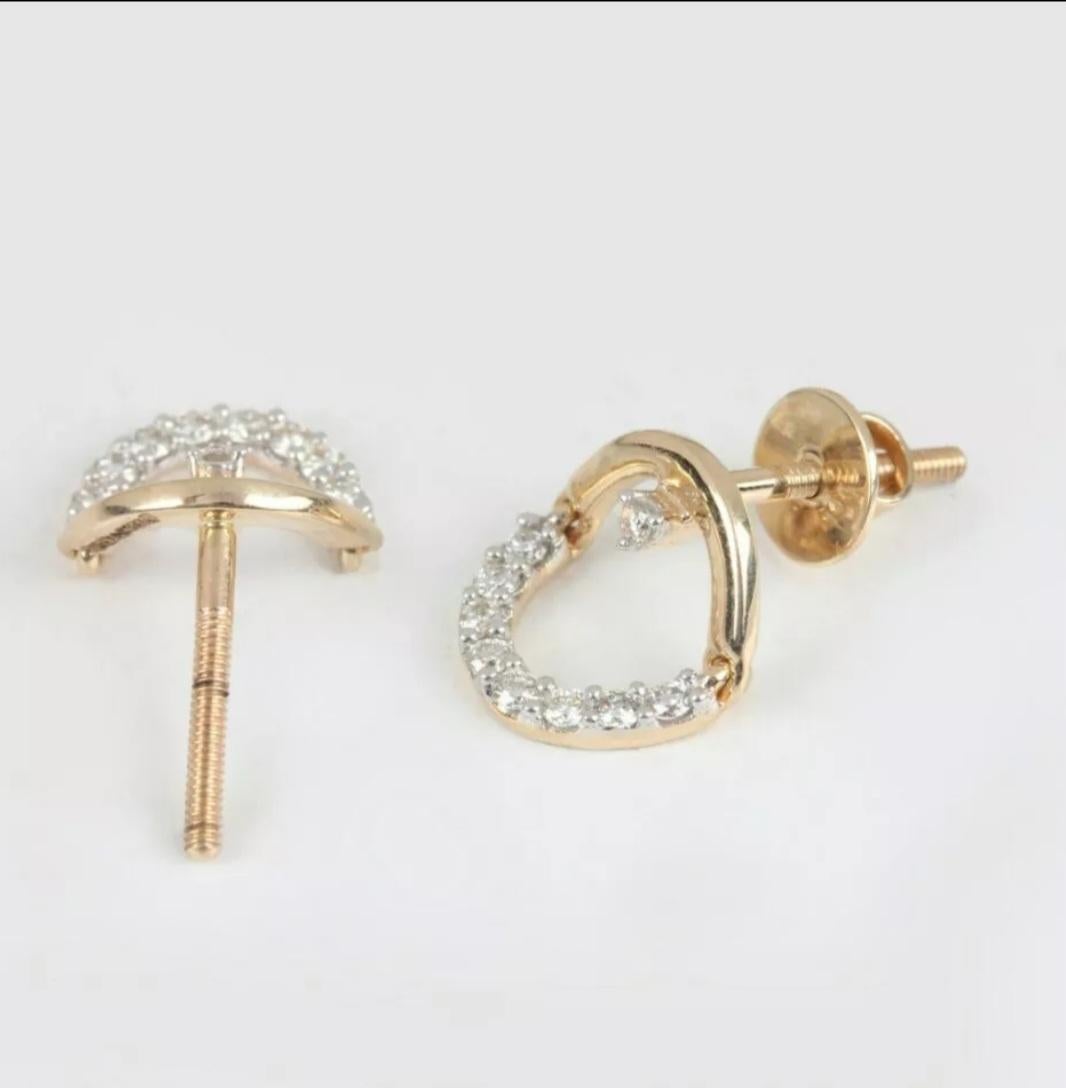 14K Solid Yellow Gold Dangling Stud Earrings Fine Jewelry Wedding Gift For Women For Sale 3