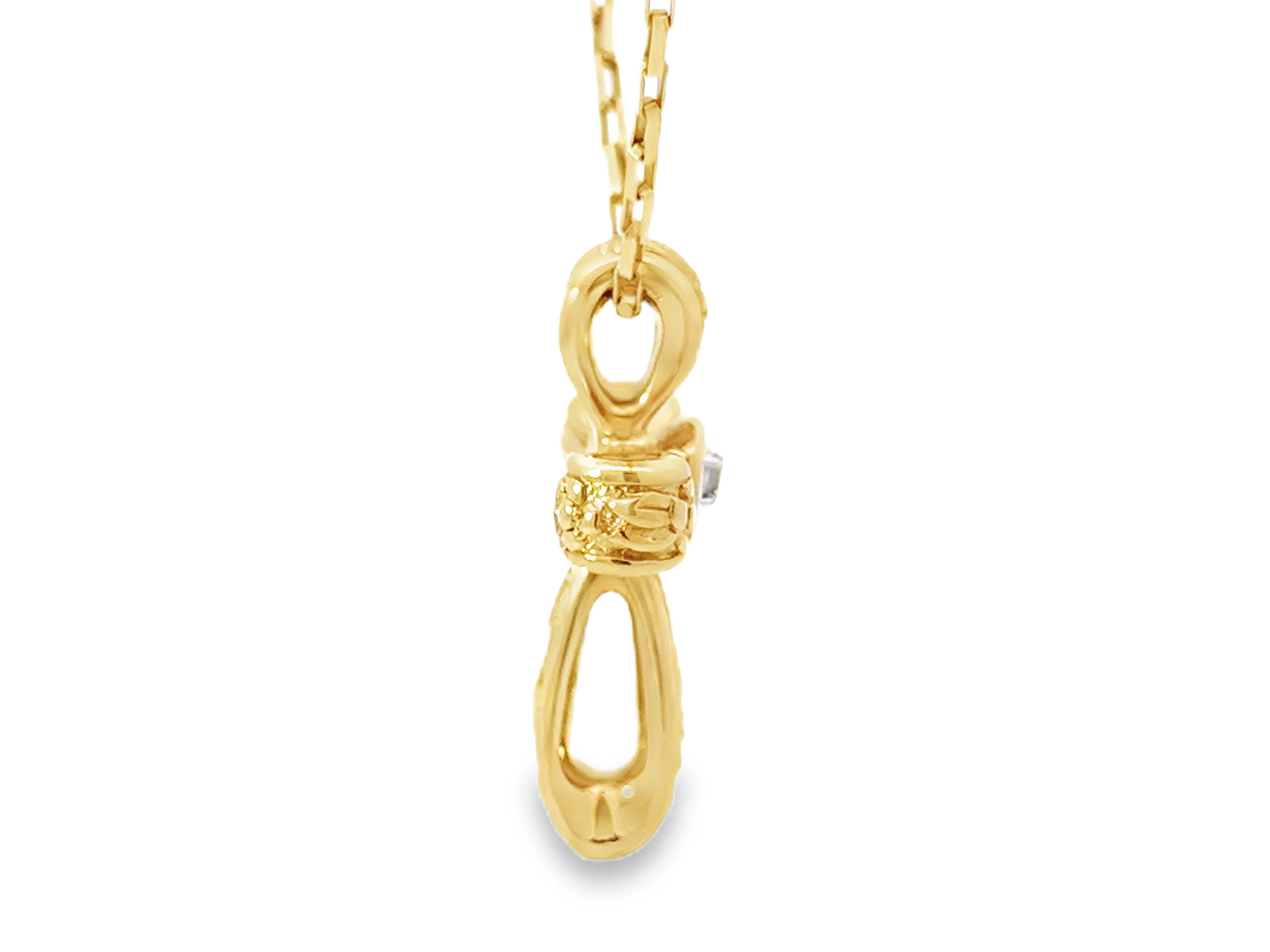 14K Solid Yellow Gold Diamond Cross Pendant on Paper Clip Chain In Excellent Condition In Honolulu, HI