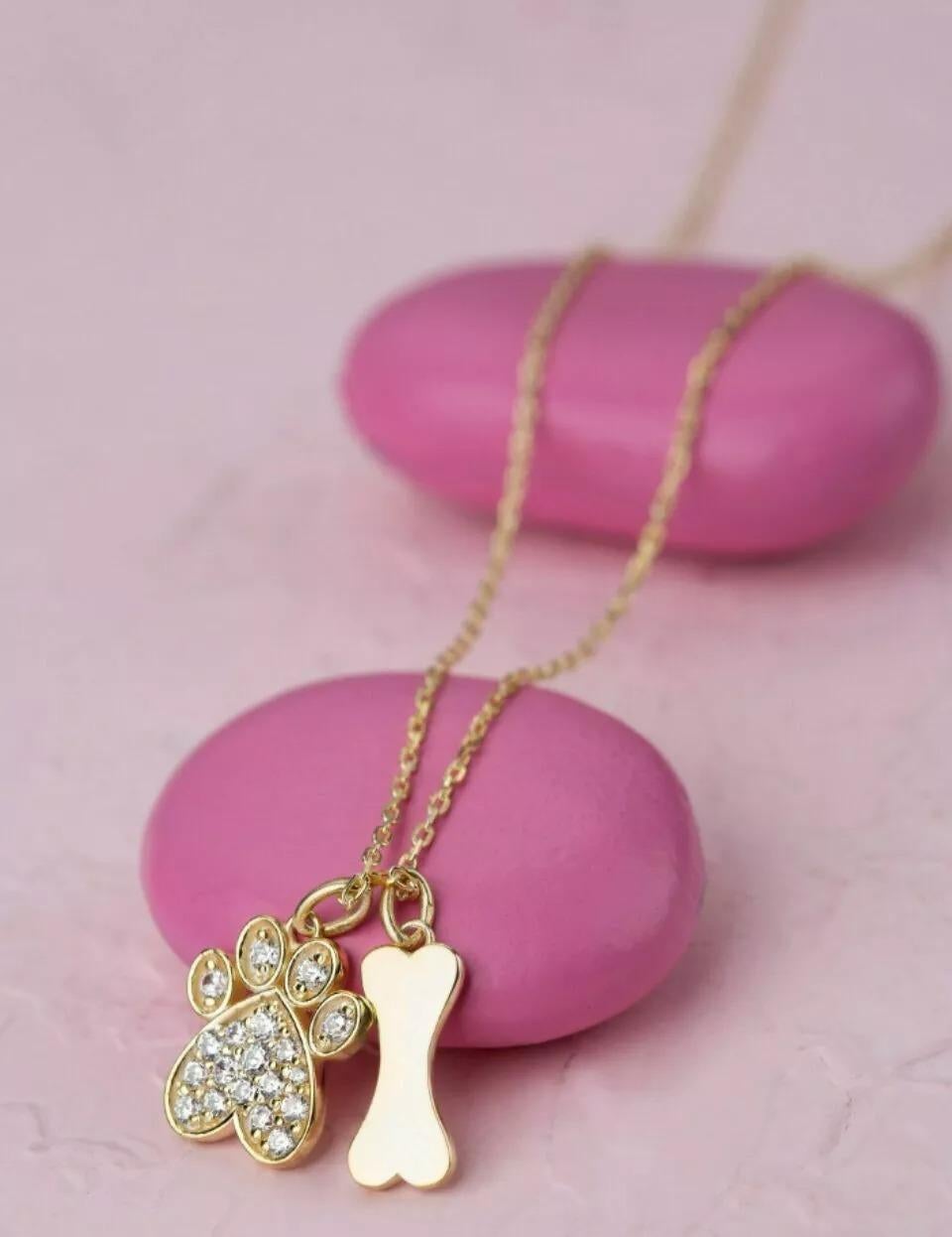 14K Solid Yellow Gold Diamond Dog Paw Bone Necklace Dog Lover Memorial Gifts.
Light weight can be worn everyday

Additional information:
Condition: New without tags: A brand-new, unused, and unworn item (including handmade items) that is not in