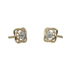 14k Solid Yellow Gold Diamond Earring Cushion Shape