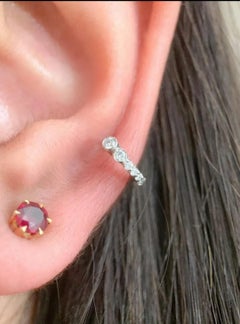 14K Solid Yellow Gold Diamond Huggie Earrings Dainty Piercing Hoop Jewelry Gift.