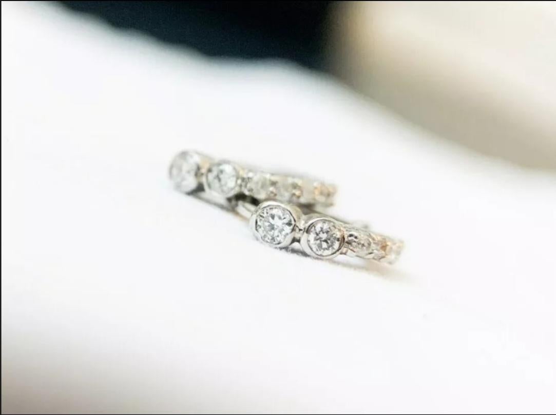 14K Solid Yellow Gold Diamond Huggie Earrings Dainty Piercing Hoop Jewelry Gift. In New Condition For Sale In Chicago, IL