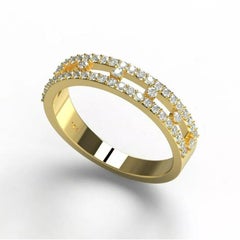 14K Solid Yellow Gold Diamond Wedding Band