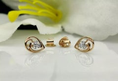 14k Solid Yellow Gold Drop Shape Ear Stud Natural Diamond Earring