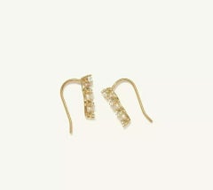 14k Solid Yellow Gold Ear Climber Diamond Pave Earring