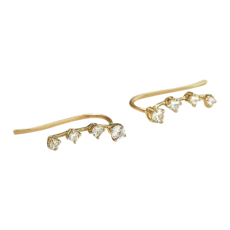 Boucle d'oreille en or jaune 14k avec pavé de diamants