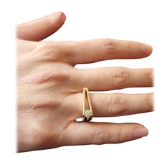 14K Solid Yellow Gold Fashion Ring with Pressure Set .90CT Old Miner Diamond
