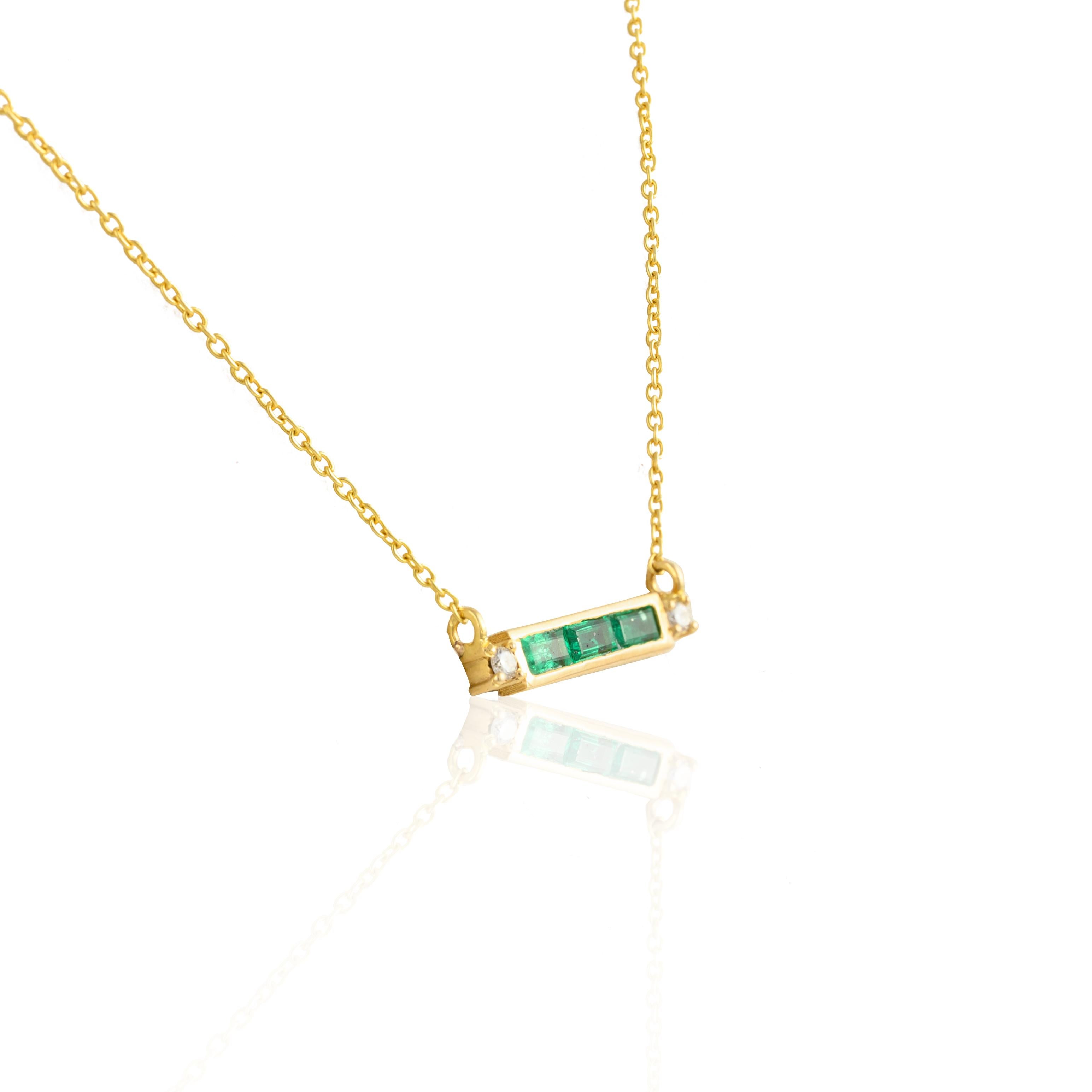 baguette emerald bar necklace