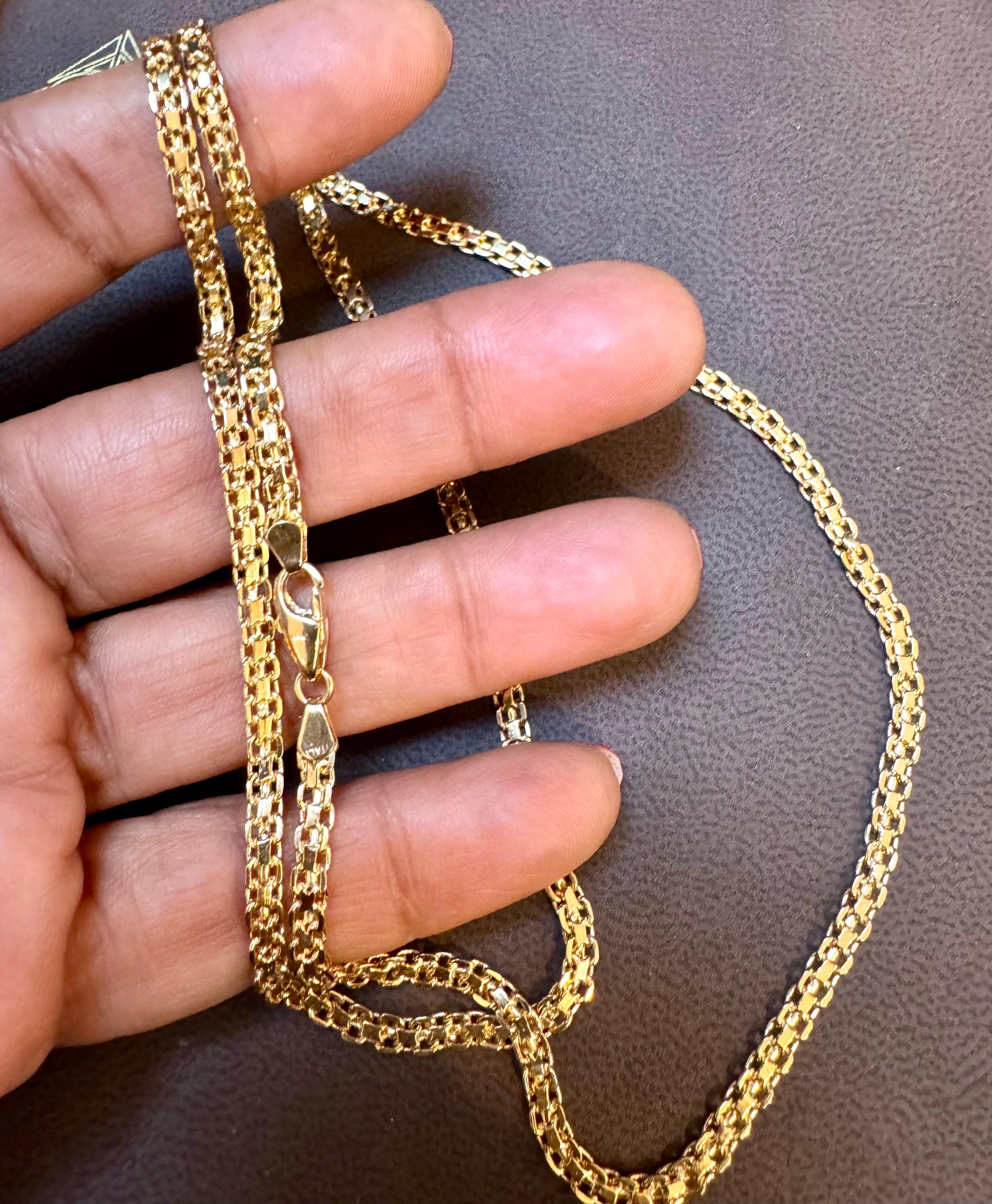 14k massives Gelbgold Handgefertigte 3.4 mm Anker Mariner Gliederhalskette, 24