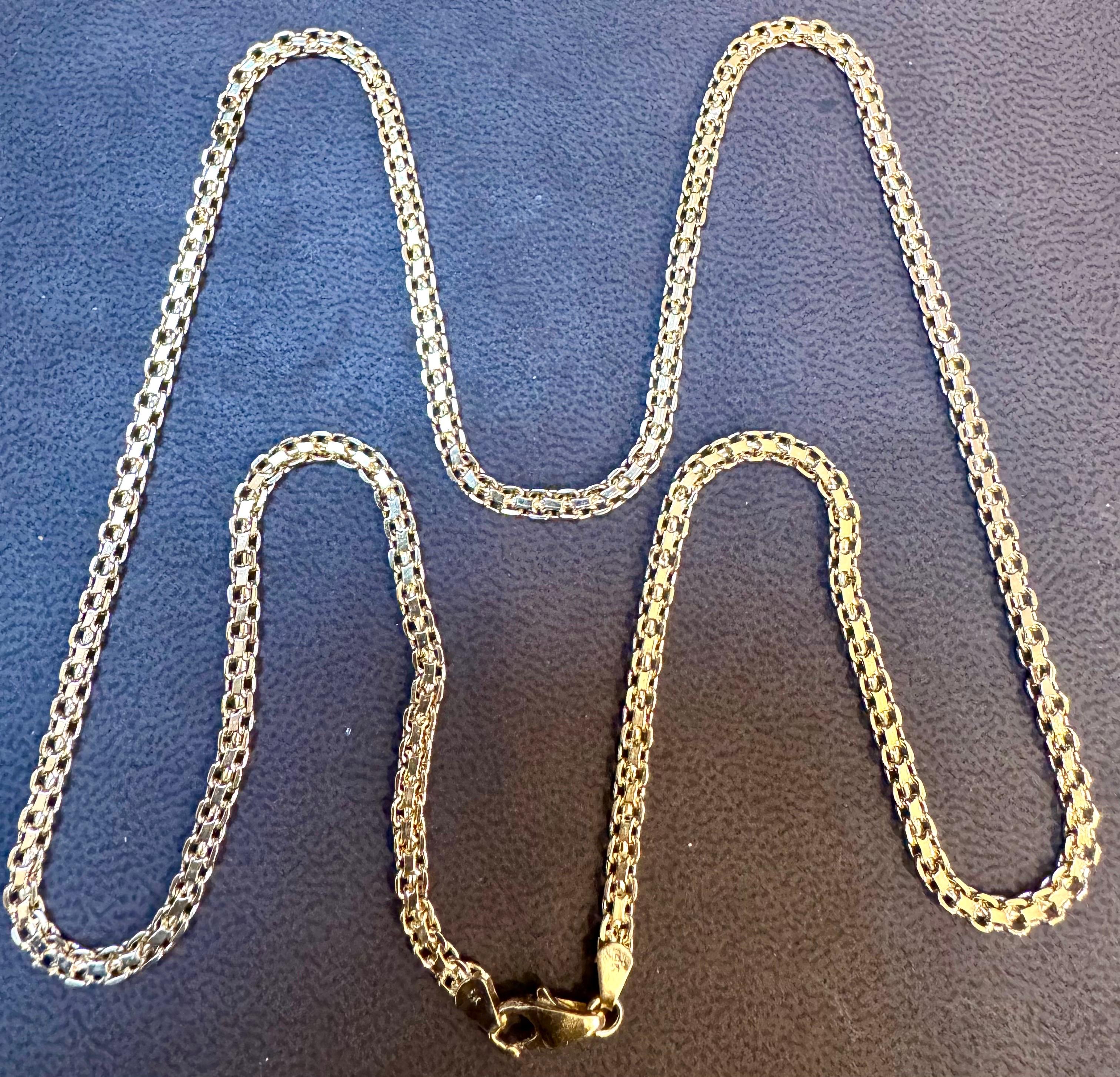 14k massives Gelbgold Handgefertigte 3.4 mm Anker Mariner Gliederhalskette, 24