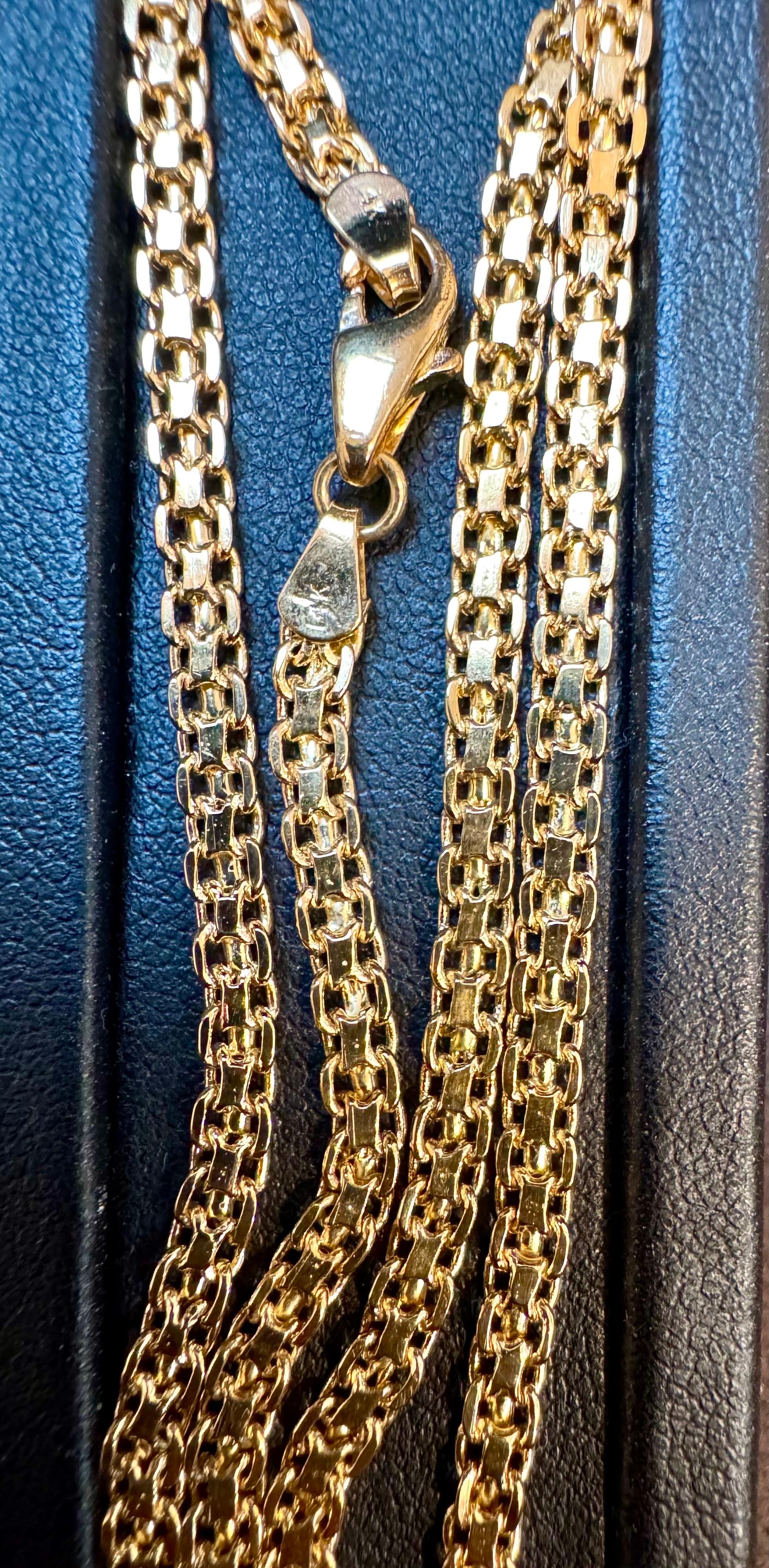 14k massives Gelbgold Handgefertigte 3.4 mm Anker Mariner Gliederhalskette, 24