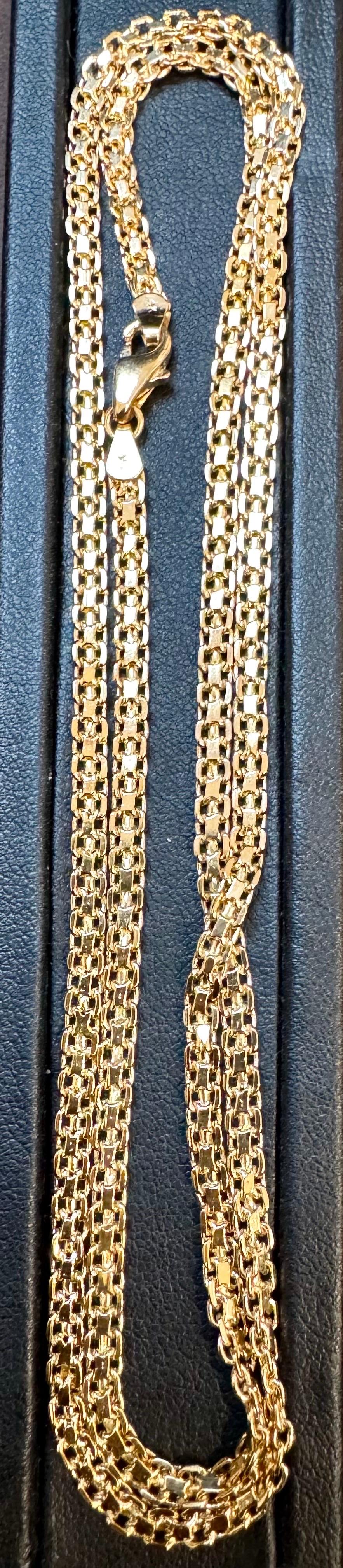 14k massives Gelbgold Handgefertigte 3.4 mm Anker Mariner Gliederhalskette, 24