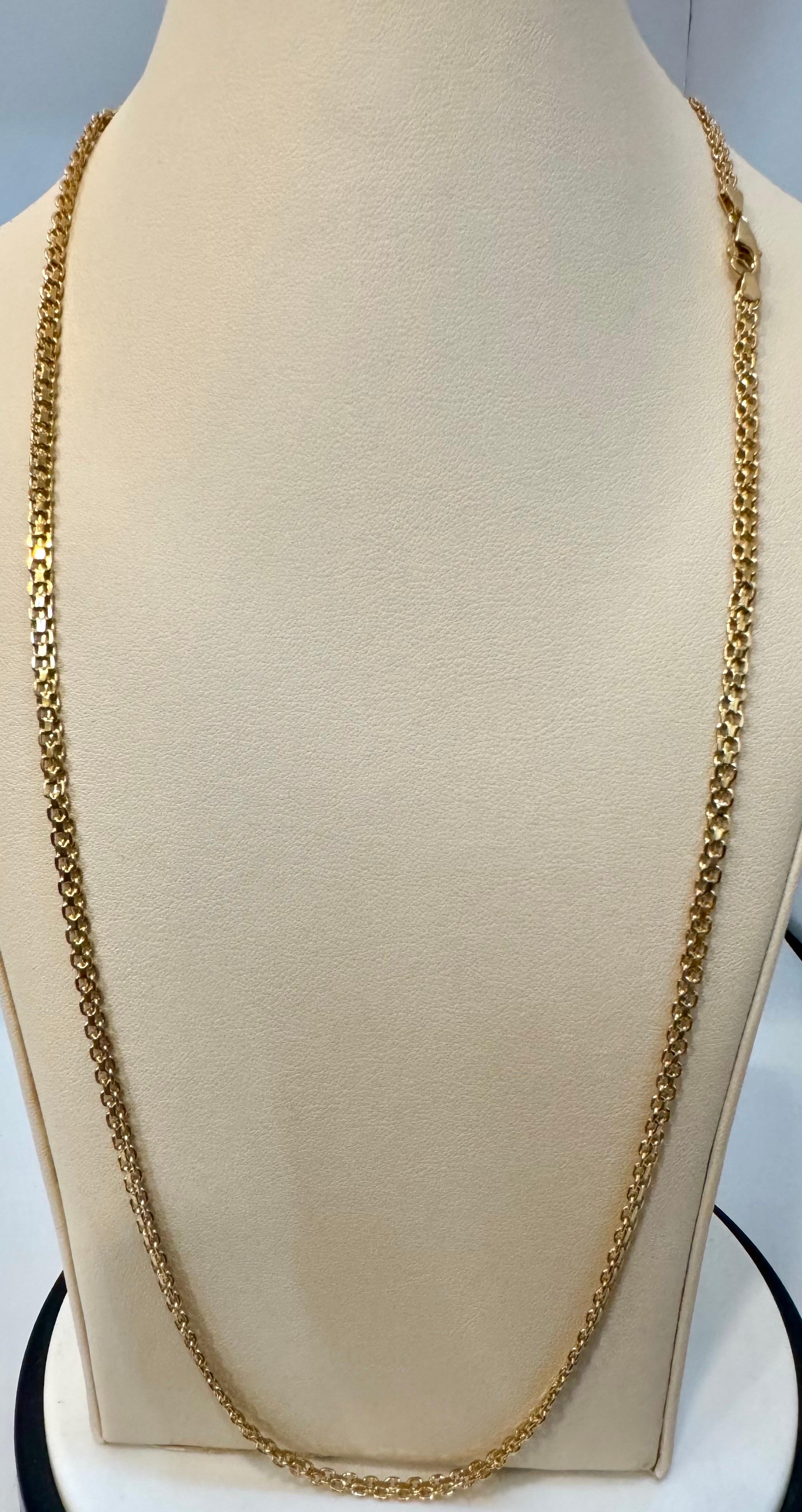 14k massives Gelbgold Handgefertigte 3.4 mm Anker Mariner Gliederhalskette, 24