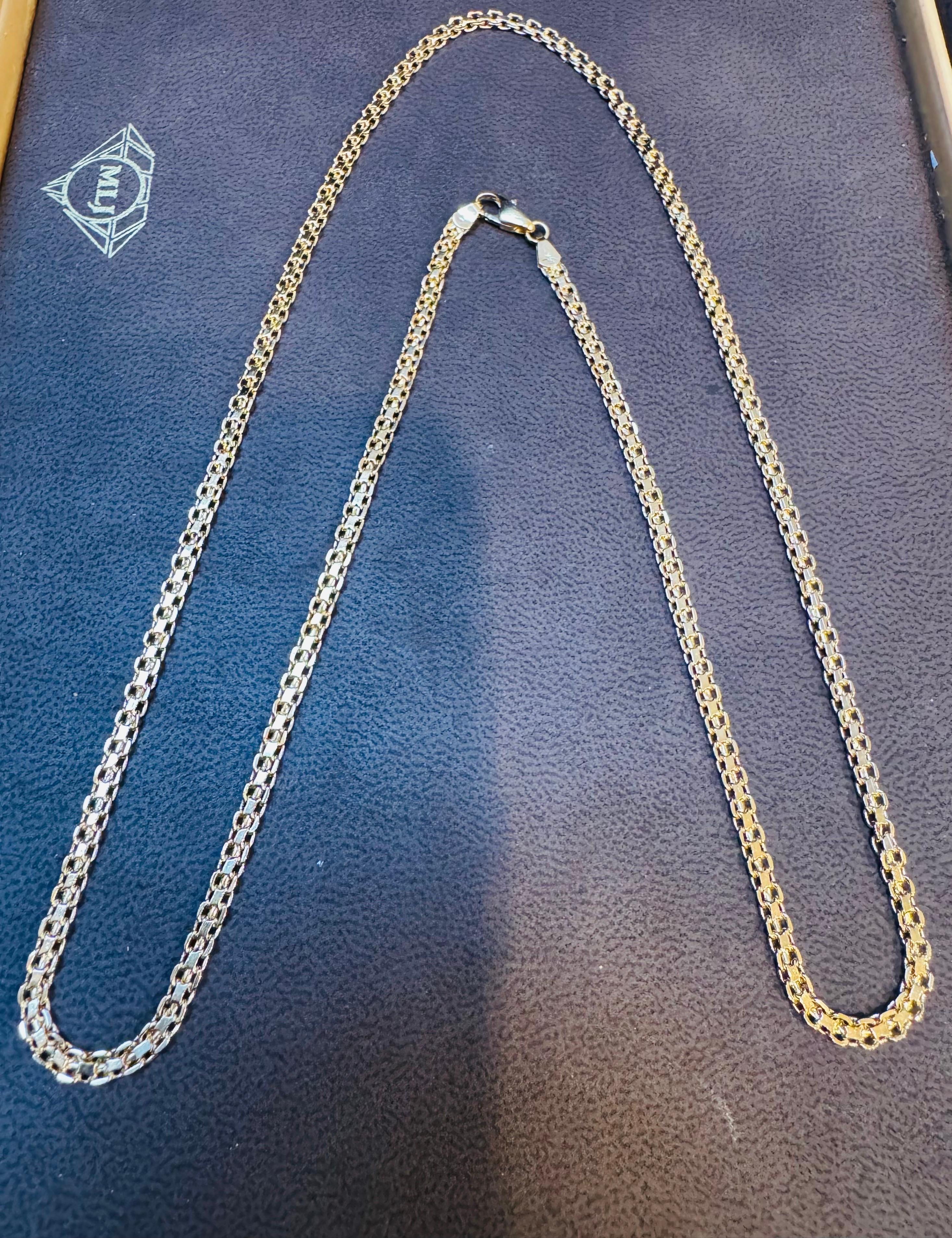 14k massives Gelbgold Handgefertigte 3.4 mm Anker Mariner Gliederhalskette, 24